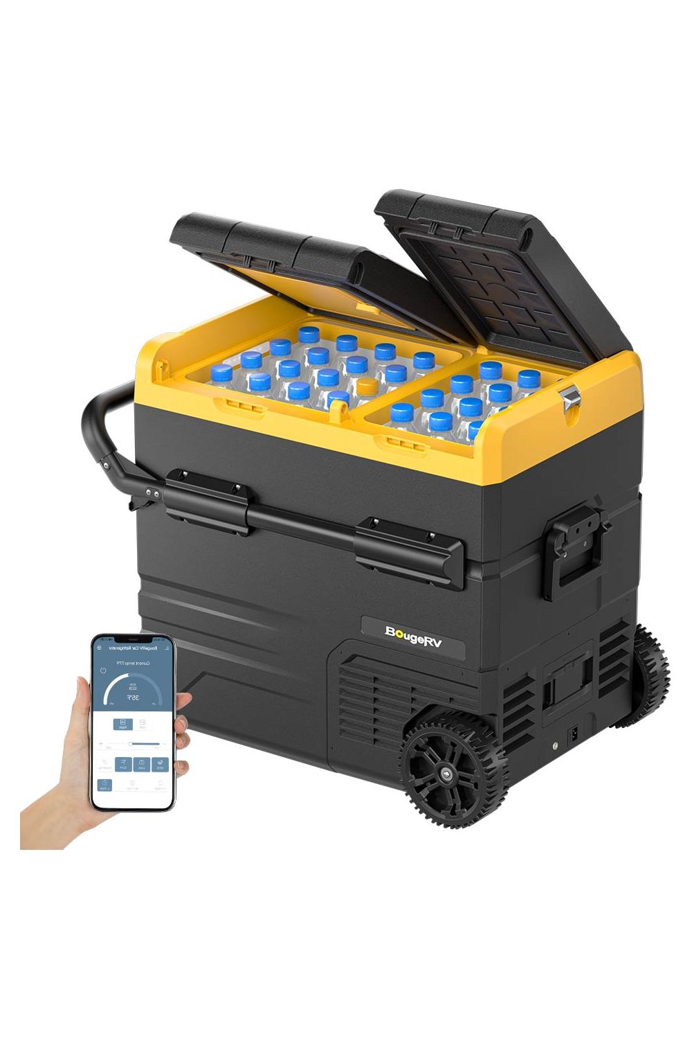 BougeRV CRD55 59QT 12V Dual Zone Car Refrigerator - Portable Freezer for Camping, Road Trips & RV Adventures