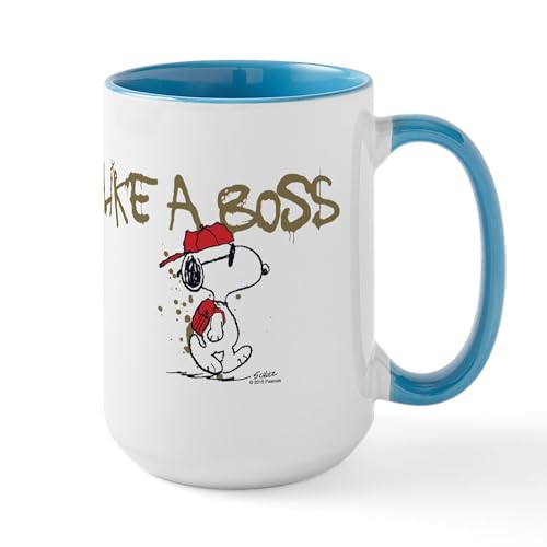 White/Blue Inside - Peanuts Snoopy Like A Boss Large Mug