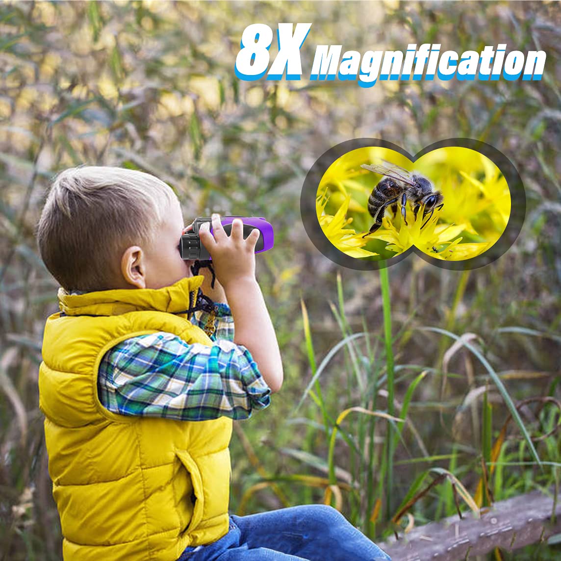 **VNVDFLM Kids Binoculars for Bird Watching - Compact & Lightweight Telescope for Boys & Girls Ages 3-10 - Perfect Easter Gift, Outdoor Exploration & Wildlife Observation (Purple)**