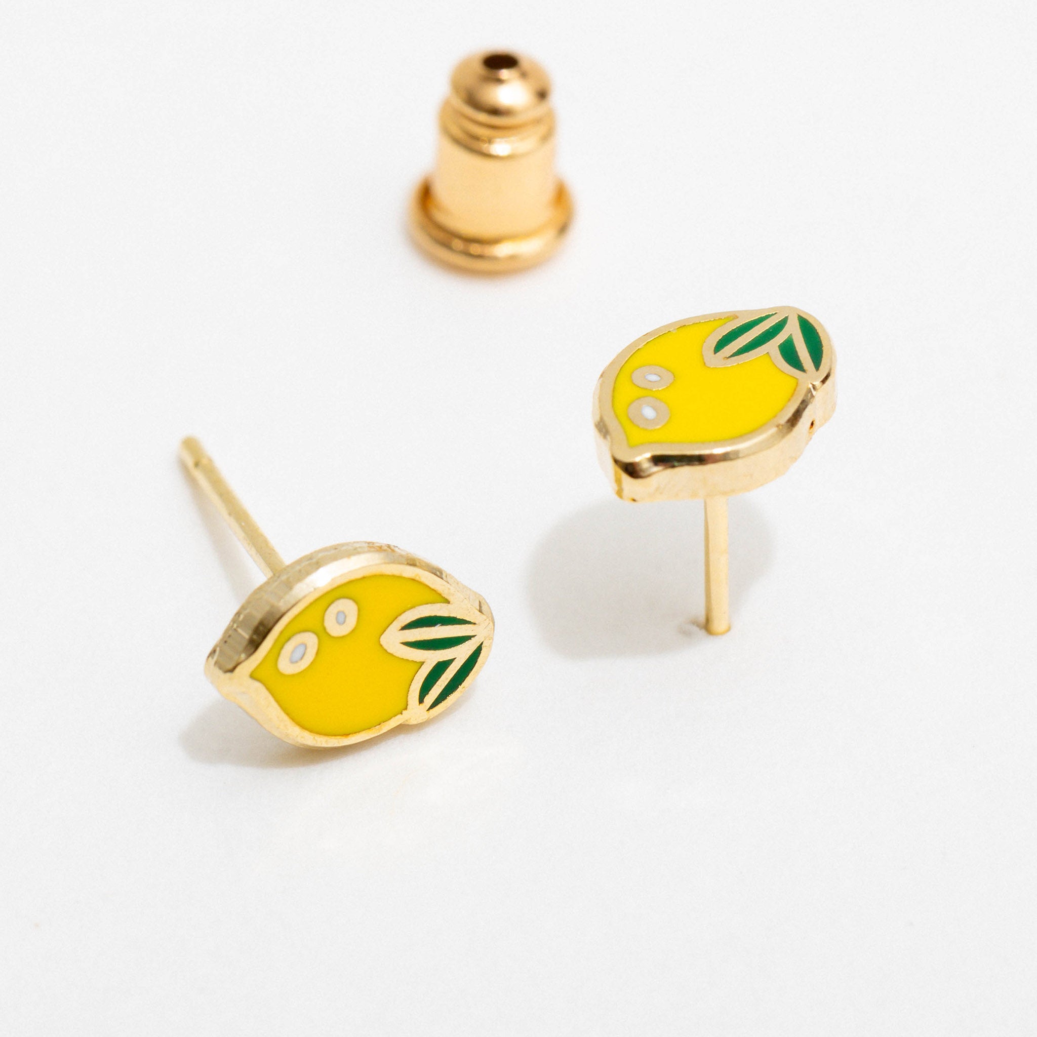 Lemon Stud Earrings for Women - 14K Gold Plated Hypoallergenic Small Hoop Earrings - Perfect for Everyday Wear, Office, and Casual Outfits