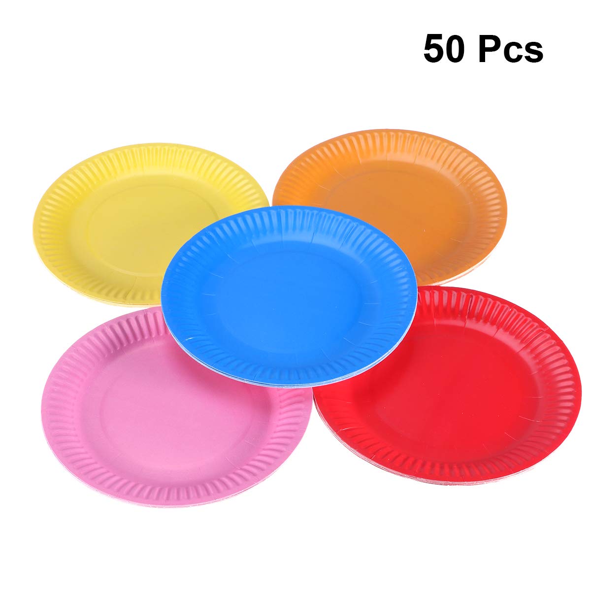 50 Pcs 7 Inch Disposable Paper Plates - Colorful Round Dinner Plates for Birthday Parties, Picnics & Family Gatherings - Eco-Friendly Party Supplies by Toyvian