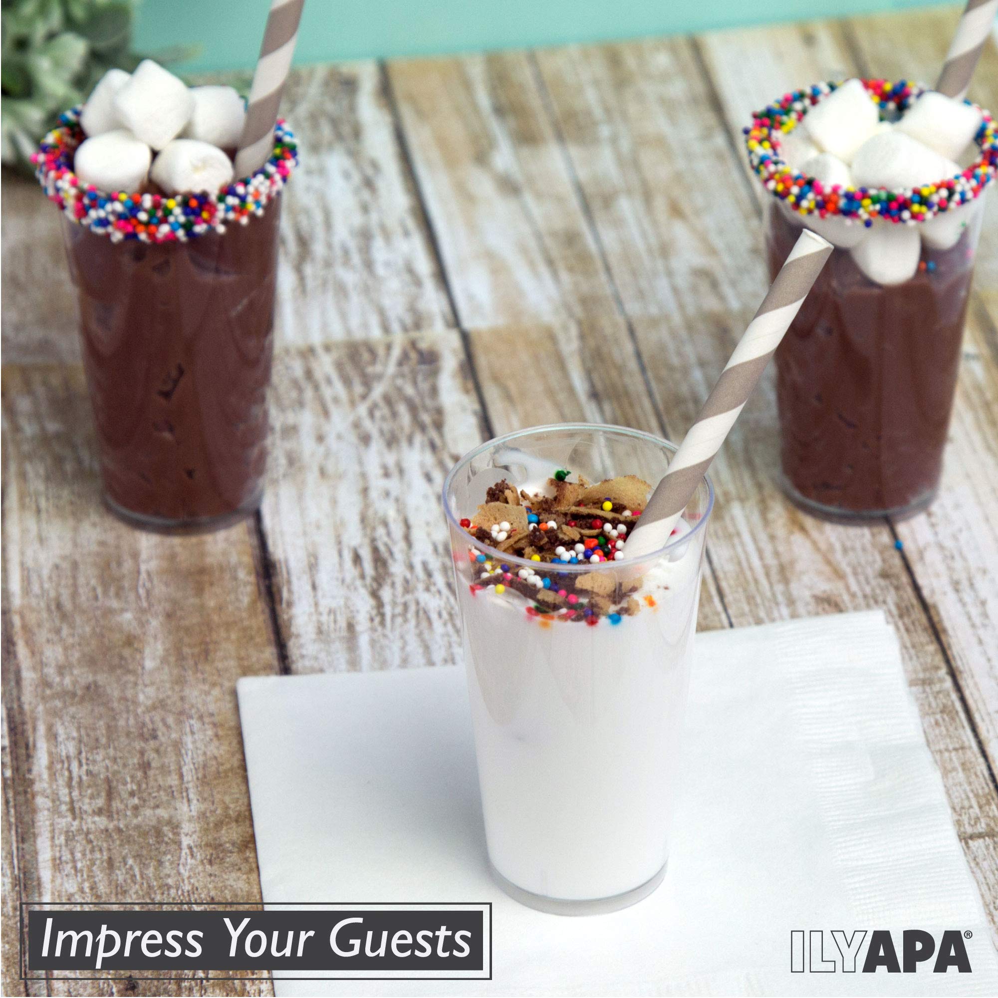 50-Pack Ilyapa 3oz Clear Plastic Dessert Cups with Spoons - Reusable Mini Appetizer Containers for Cheesecake Shooters, Chocolate Mousse, Parfait - Perfect for Parties, Catering & Home Entertaining