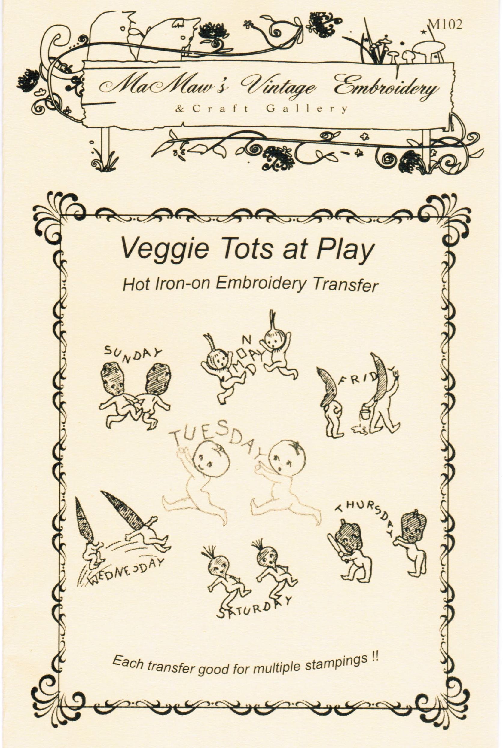 Veggie Tots Hot Iron Embroidery Transfers for Kids Clothes - Fun DIY Iron-On Patches for Toddler Outfits & Playwear