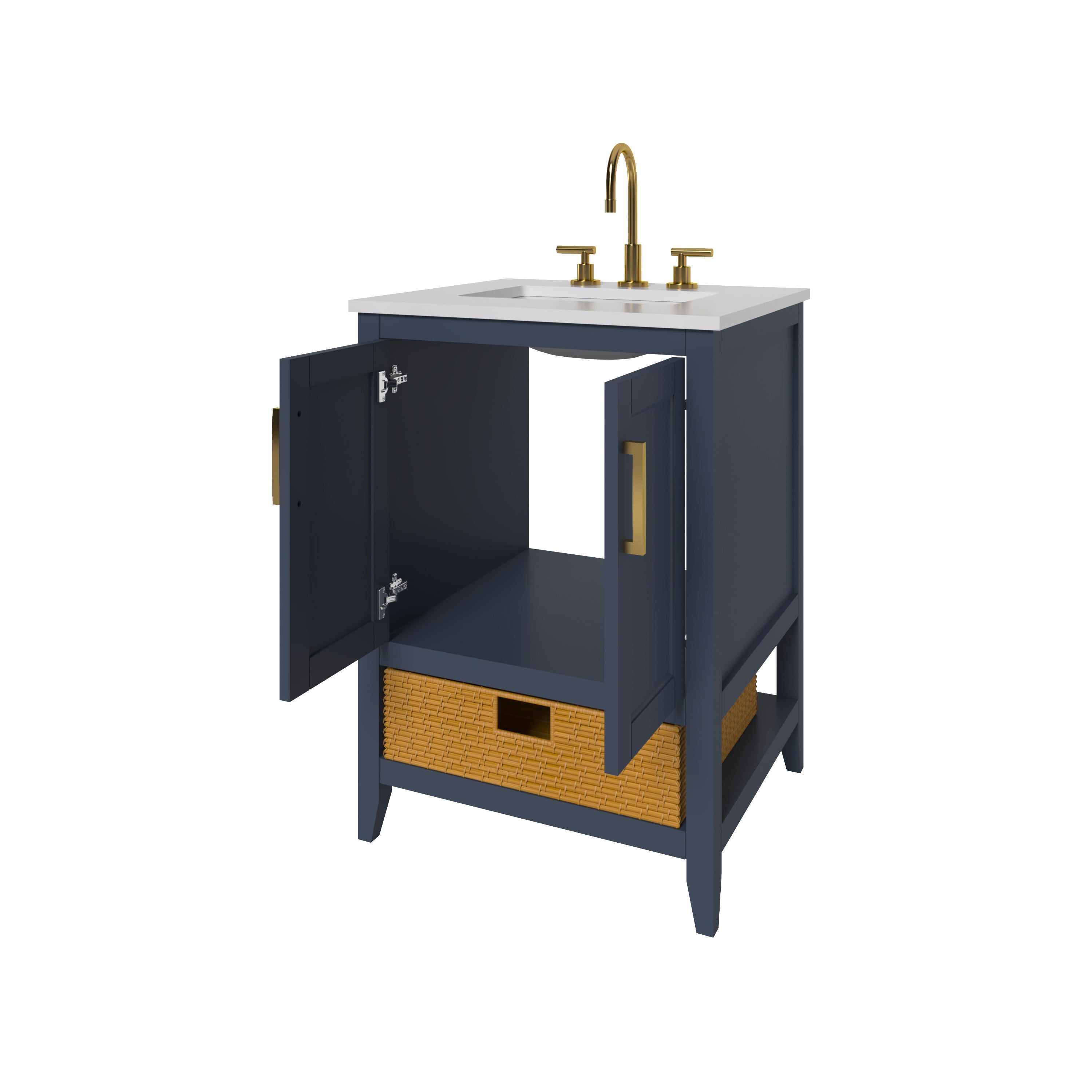 23.5 Inch Blue Bathroom Vanity Cabinet - Modern Freestanding Vanity for Small Bathrooms | Nearmé New York | Perfect for Powder Rooms, Guest Baths & Apartment Renovations