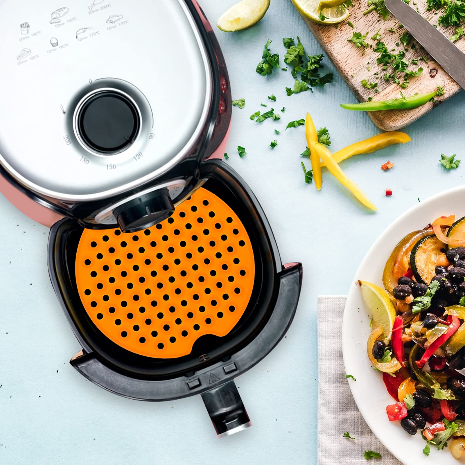 1PC Silicone Air Fryer Liner Mat - Reusable Non-Stick Baking & Steaming Pad for Air Fryers, Ovens & Microwaves - Perfect for Healthy Cooking, Meal Prep & Kitchen Baking Accessories