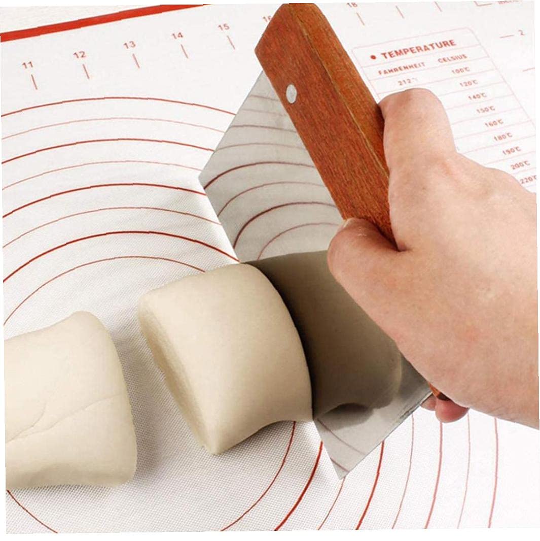 Premium Stainless Steel Pastry Chopper with Wooden Handle - Professional Cake, Pizza & Dough Scraper - Essential Baking Tool for Home & Commercial Kitchens - Perfect for Pastry Chefs, Bakers & Cooking Enthusiasts