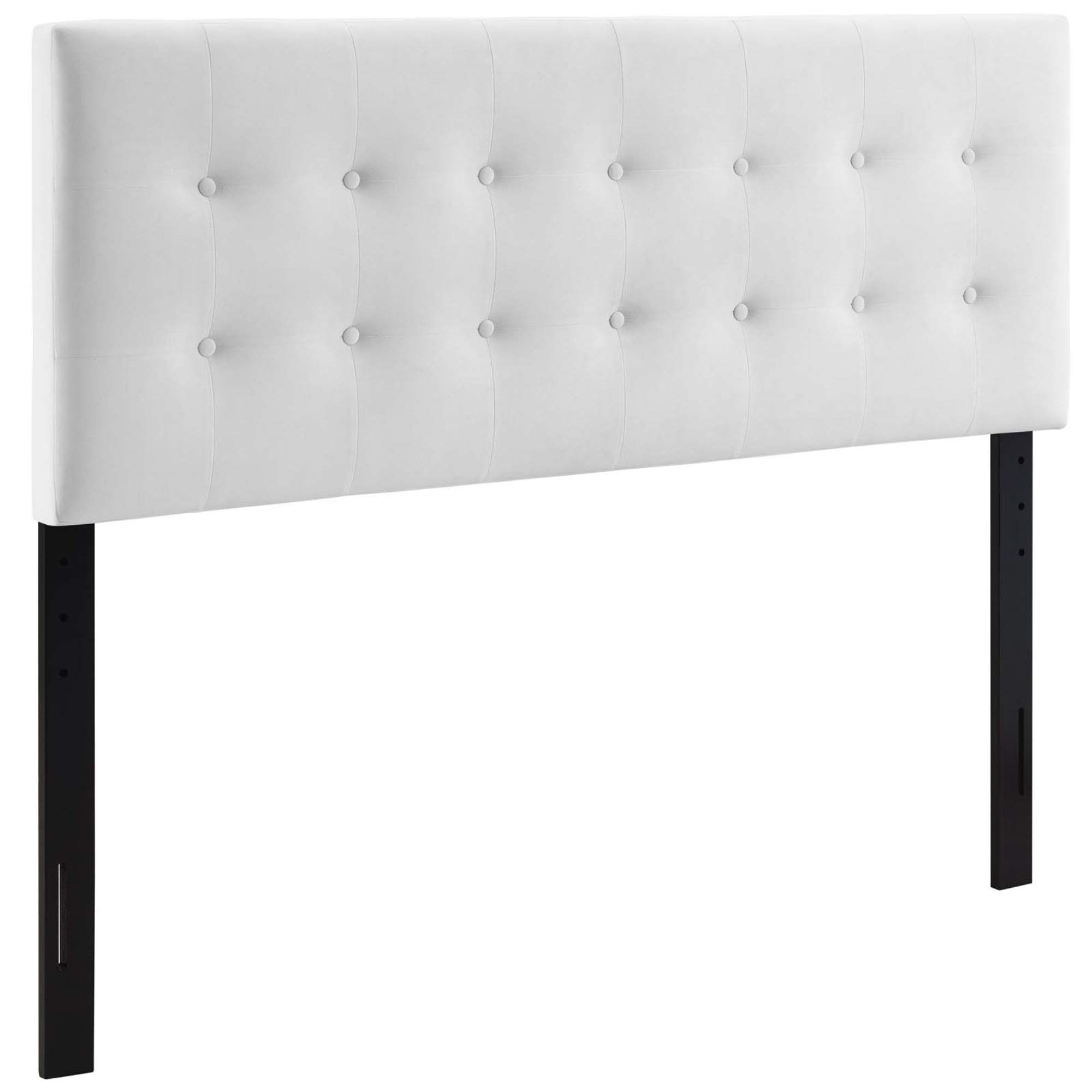 Emily Full Performance Velvet Biscuit Tufted Headboard - Elegant & Luxurious Upholstered Bed Frame | Stain-Resistant & Adjustable Height | Durable Comfort for Master Bedroom | White Velvet Headboard for Modern Bedroom Decor