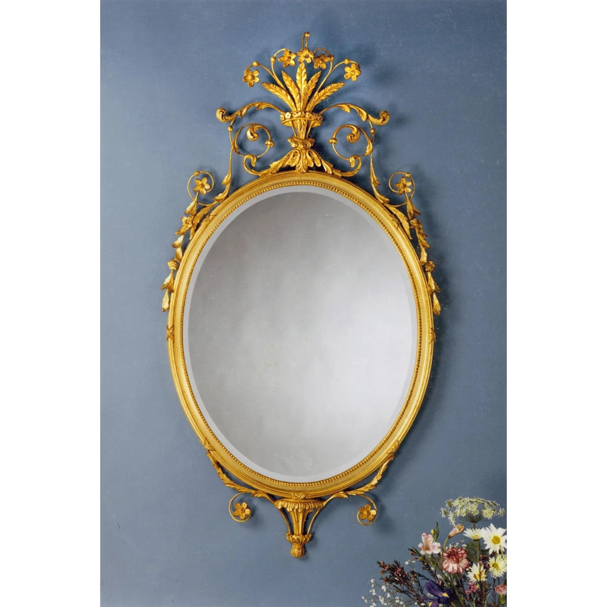 Vintage Crowned Oval Mirror - Elegant Gold or Silver Wall Mirror for Living Room, Bedroom, Bathroom - Perfect Home Decor & Vanity Mirror for Makeup, Dressing & Interior Design