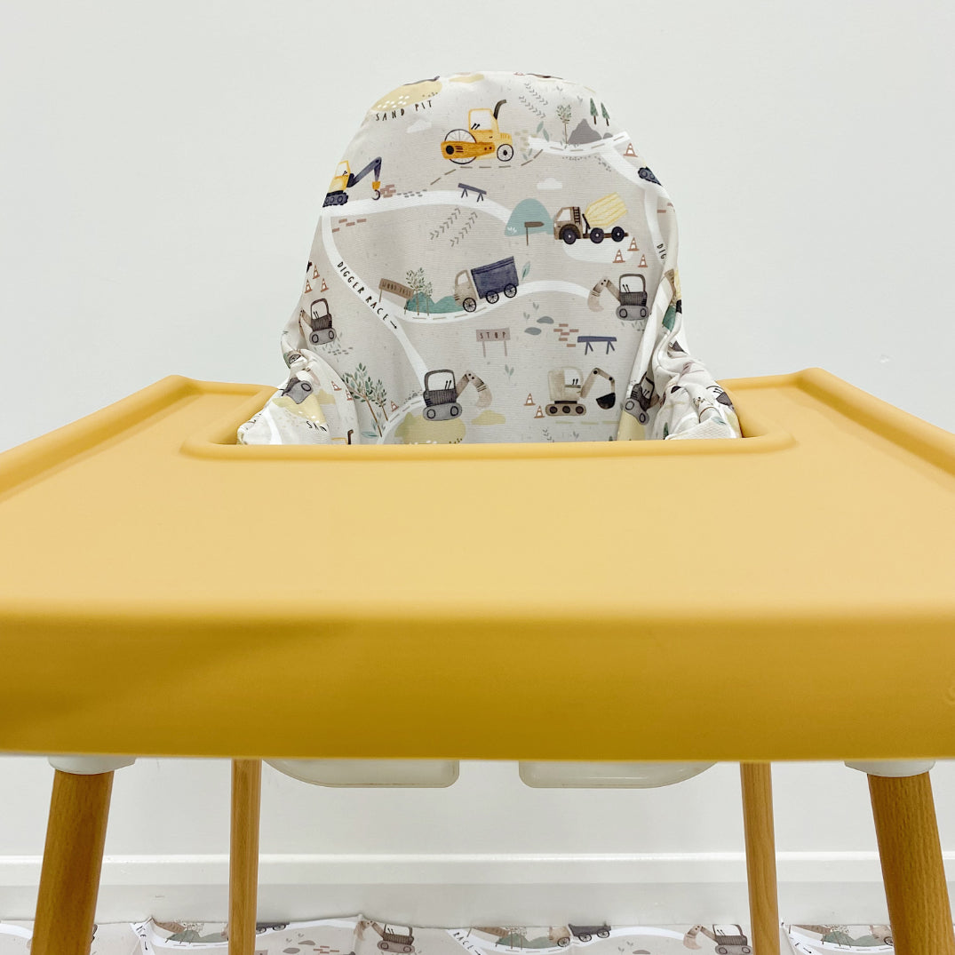 Waterproof IKEA High Chair Cover with Diggerland Print - Durable & Easy to Clean for Baby Feeding Time and Playtime