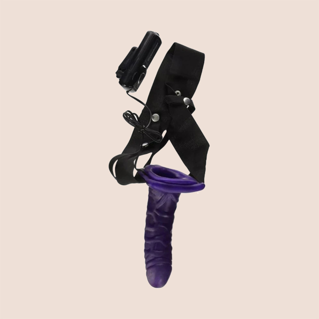 Fetish Fantasy Vibrating Hollow Strap-On for Men & Women - Comfortable Elastic Harness | Couples Play, Role Reversal & LGBTQ+ Friendly Adult Toy
