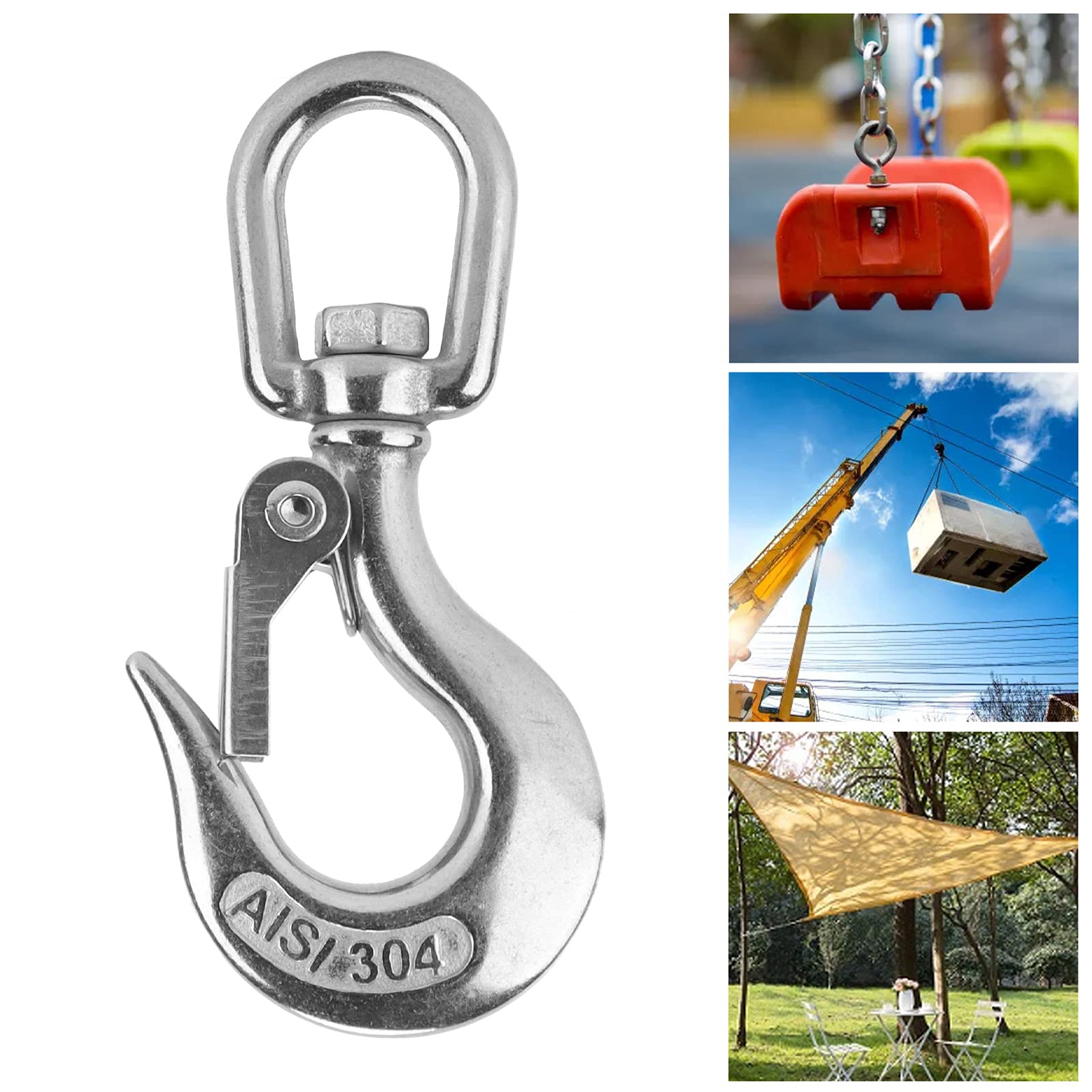 Stainless Steel Lifting Hook 150KG (1000KG Capacity) - Heavy Duty Crane Hook for Construction, Engineering & Industrial Lifting - Perfect for Warehouse, Shipyard, and Rigging Applications