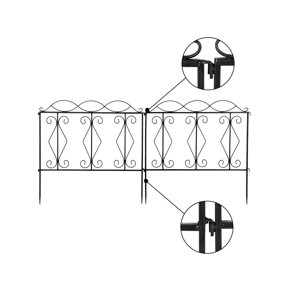 24x24 Decorative Wave Top Iron Garden Fence - Rustproof Metal Wire Fencing for Yard, Flower Beds & Outdoor Decor | Mytunes Garden Fence