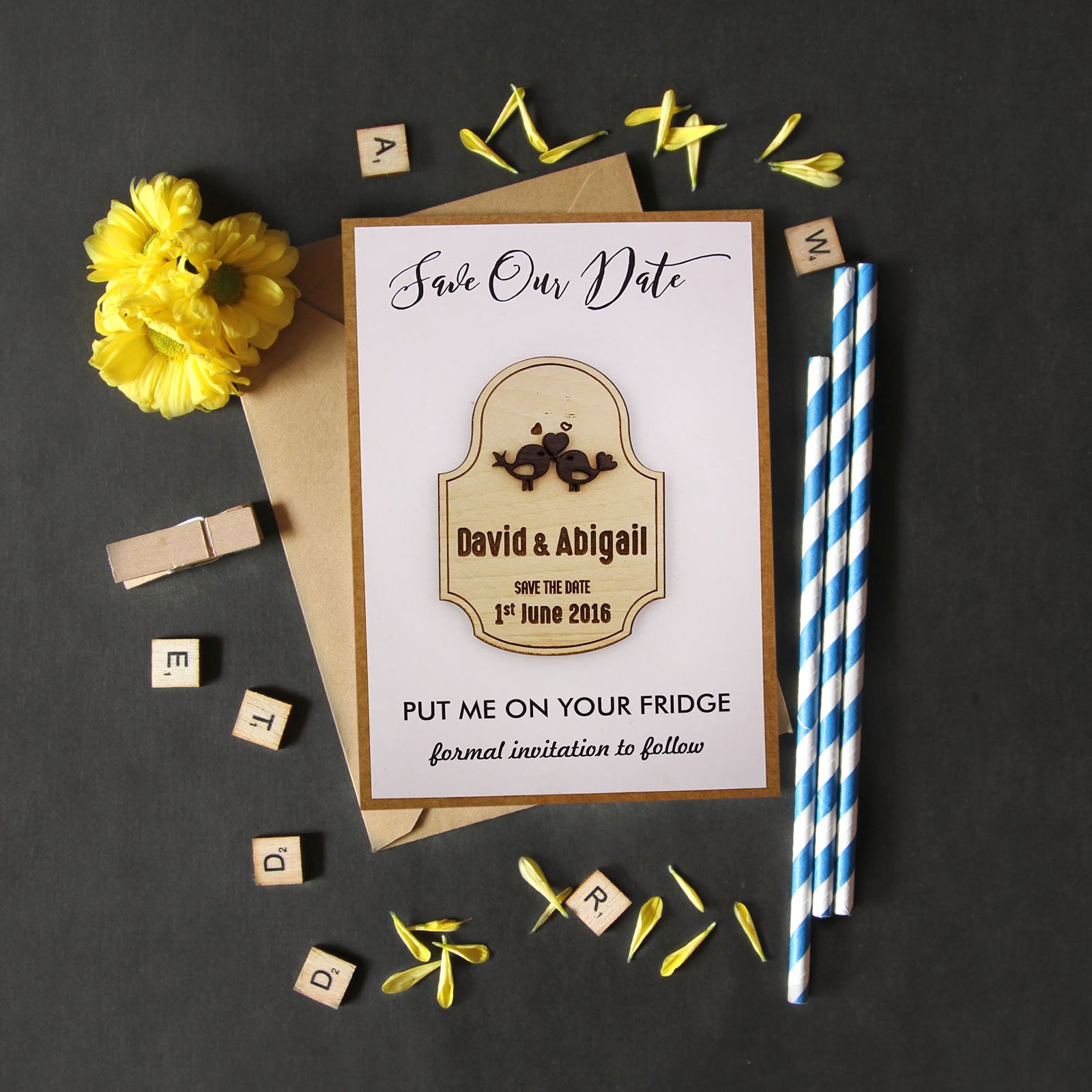 Personalized Rustic Wooden Save The Date Magnets - Engraved Wedding Announcement Cards - 50 Custom Wedding Invitation Magnets for Rustic Weddings, Bridal Showers & Anniversary Celebrations