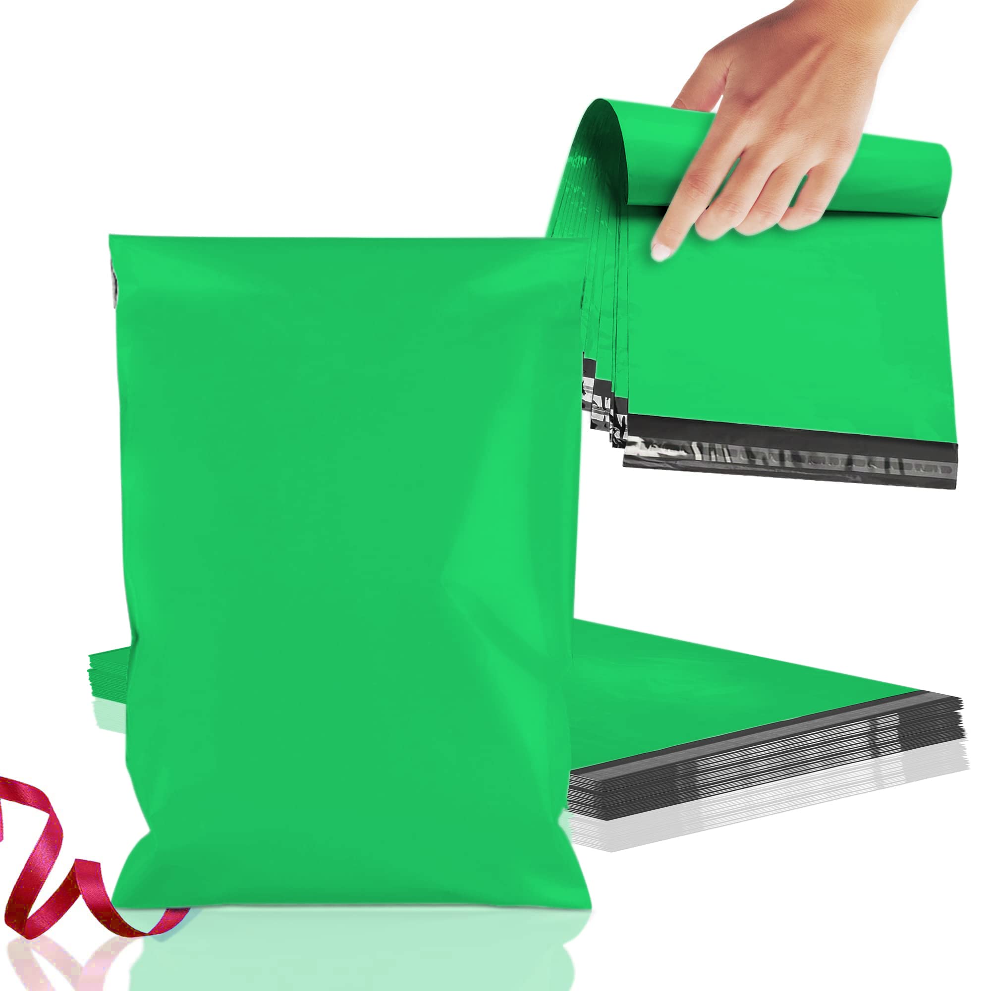 PUREVACY 9x12 Inch Poly Mailers - 1000 Pack Green Self-Adhesive Shipping Bags | 2 Mil Waterproof Poly Envelopes for Clothing, Shoes & Ecommerce | Ideal for Online Stores, Amazon FBA & Small Business Shipping