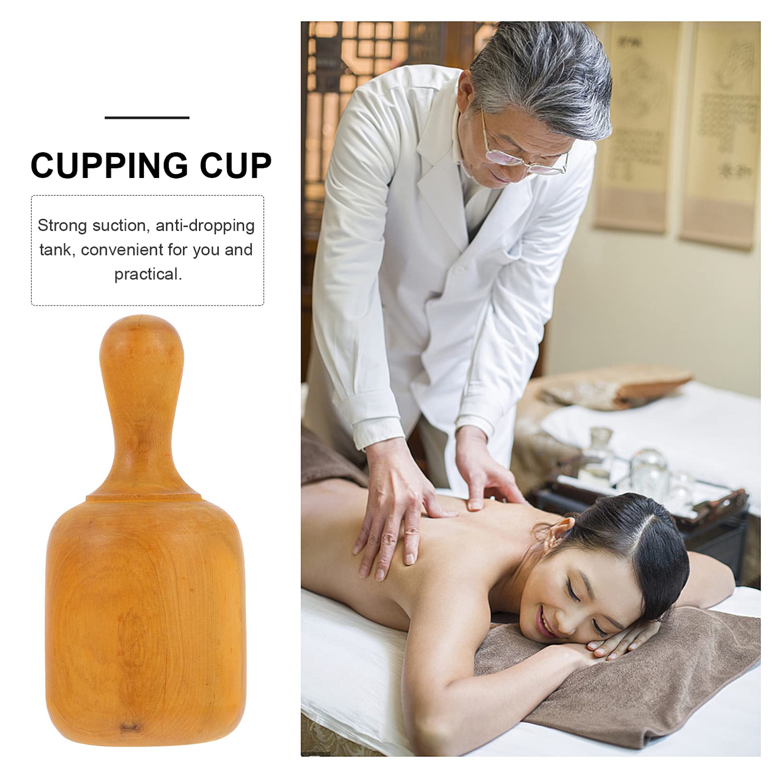 1pc Fragrant Wood Cupping Therapy Set - Vacuum Suction Cups for Chinese Massage & Moxibustion, Wooden Body Cupping Jars for Cosmetic & Pain Relief - Perfect for Spa, Home Therapy and Traditional Healing Practices