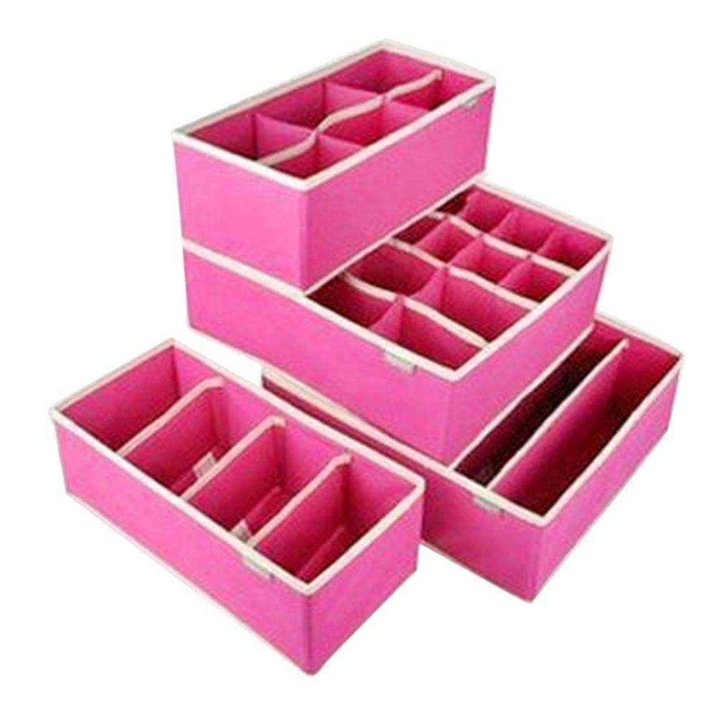 4-Piece Underwear & Sock Organizer Box Set - Lidded Drawer Storage for Bras, Ties, Shorts & Closet Organization | Perfect for Bedroom, Dresser & Travel Use