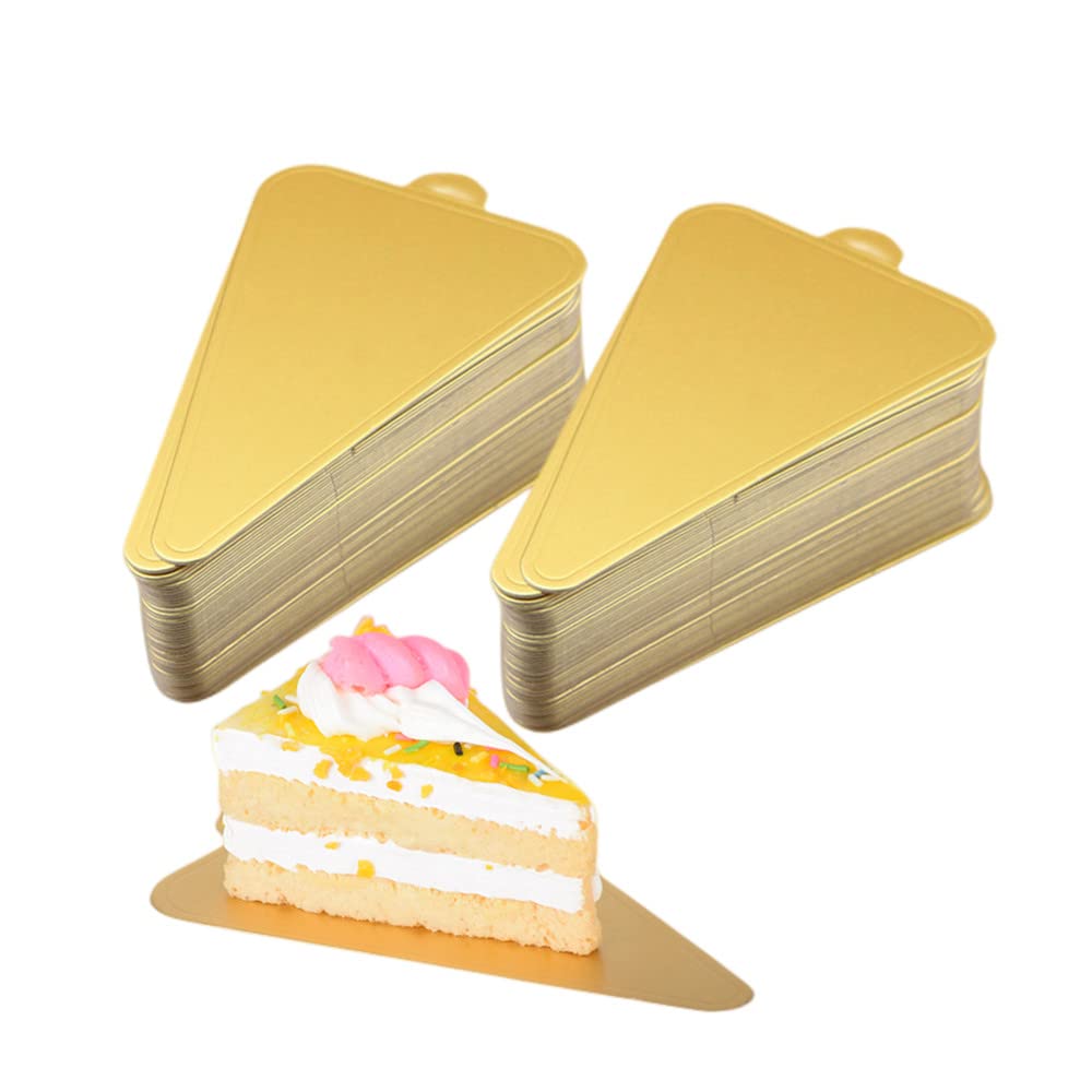 200Pcs 4-Inch Mini Triangle Dessert Plates - Golden Cardboard Cake Boards for Cupcakes, Cake Slices, Cheesecake & Mousse - Perfect for Birthday Parties, Weddings, Baby Showers & Dessert Displays
