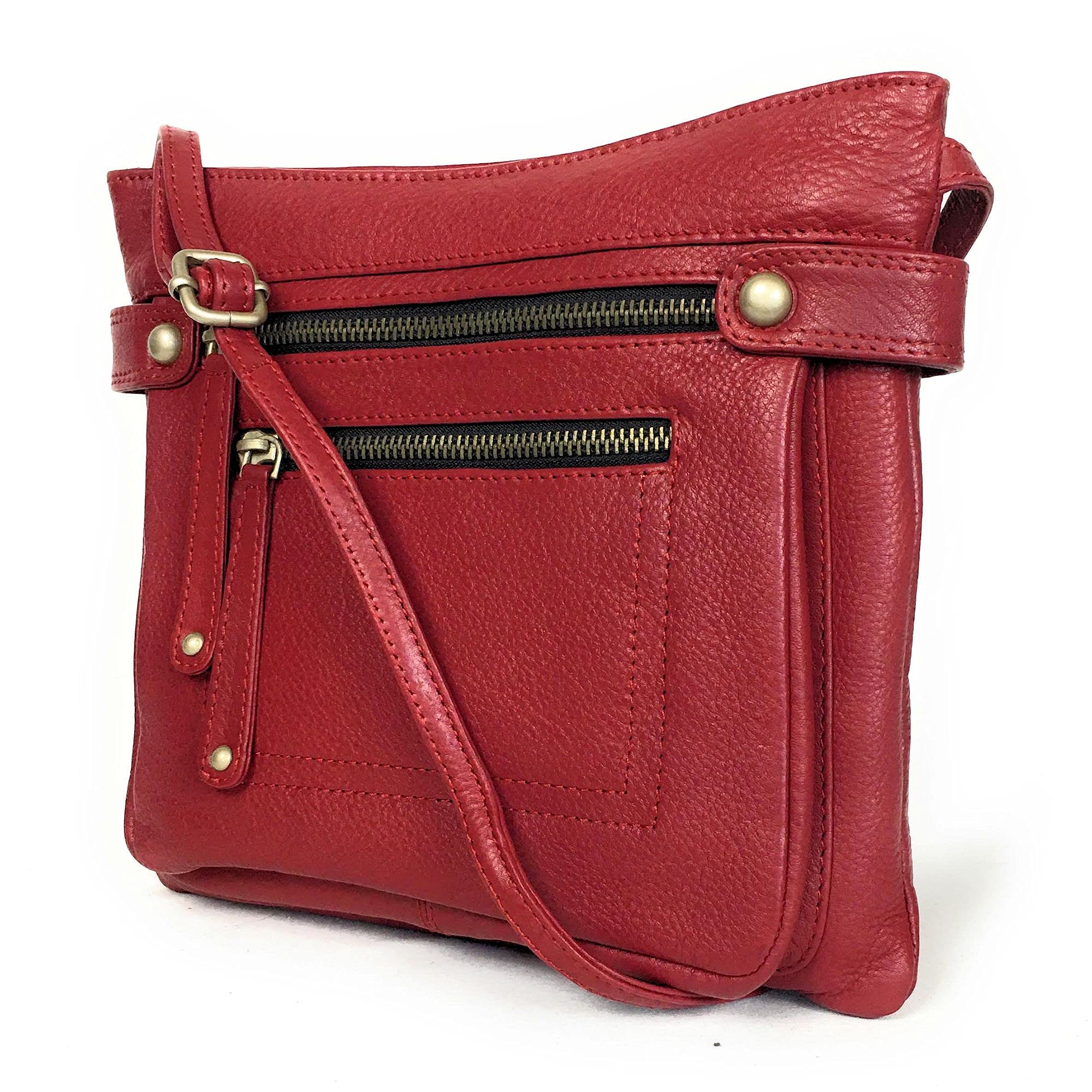 Paul & Taylor Genuine Leather Crossbody Bag - Red for Women's Daily Use