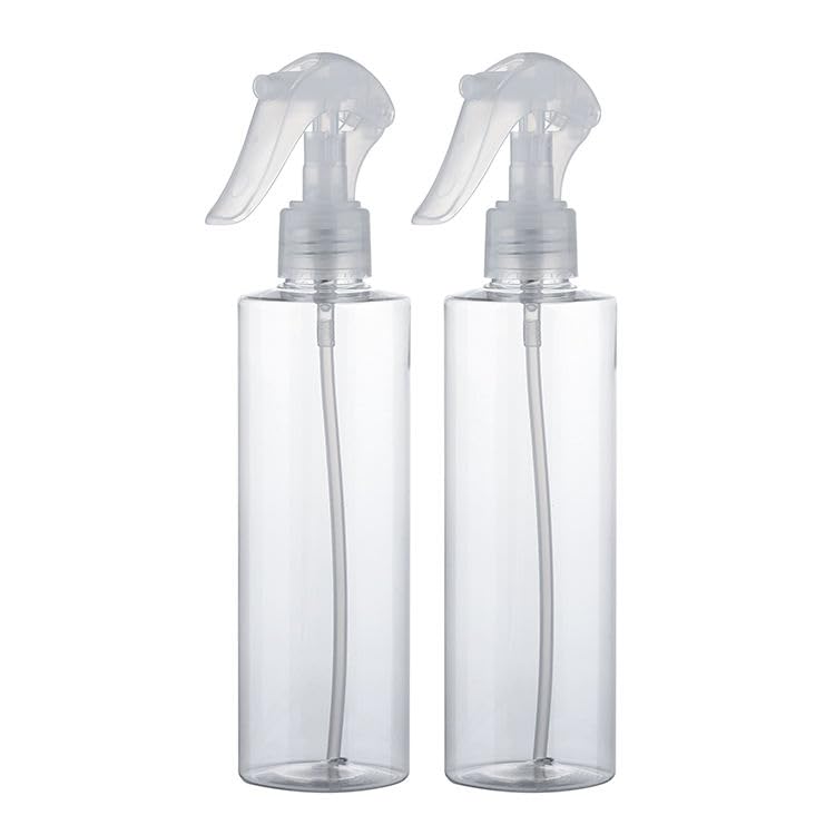 KIRA 250ML Clear Fine Mist Spray Bottle - 2 Pack, Durable Refillable Plastic Travel Atomizer for Cleaning, Gardening, Beauty & Hair Care | Portable for Home, Salon & Outdoor Use