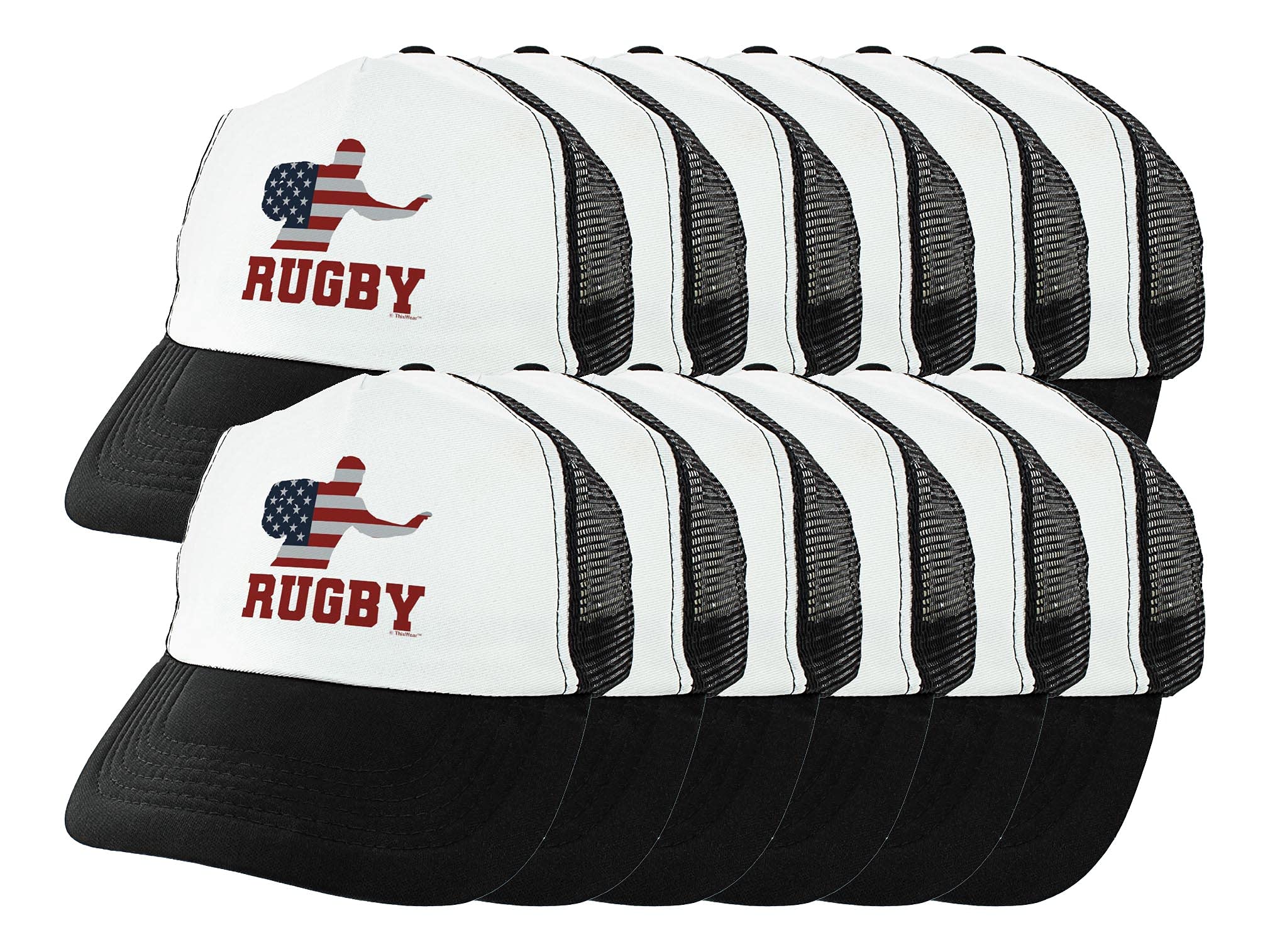 ThisWear USA Rugby Trucker Hat - Adjustable Snapback Cap for Men & Women - Perfect for Sports, Outdoor Activities, and Casual Wear