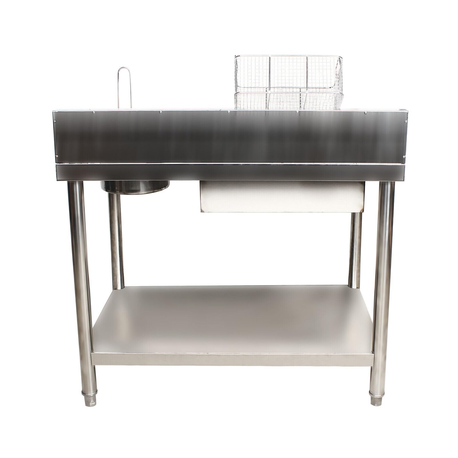 Commercial Stainless Steel Breading Table for Fried Food Preparation - Heavy Duty Restaurant Kitchen Station with Containers & Baskets - Perfect for Chicken, Fish, and Seafood Breading in Restaurants, Food Trucks, and Catering Businesses