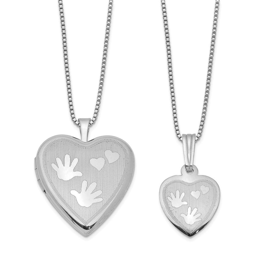 925 Sterling Silver Hand & Heart Locket Pendant Necklace - Brushed Matte Finish - Gift for Mom, Wife, Girlfriend - Perfect for Valentine's Day, Anniversary & Special Occasions