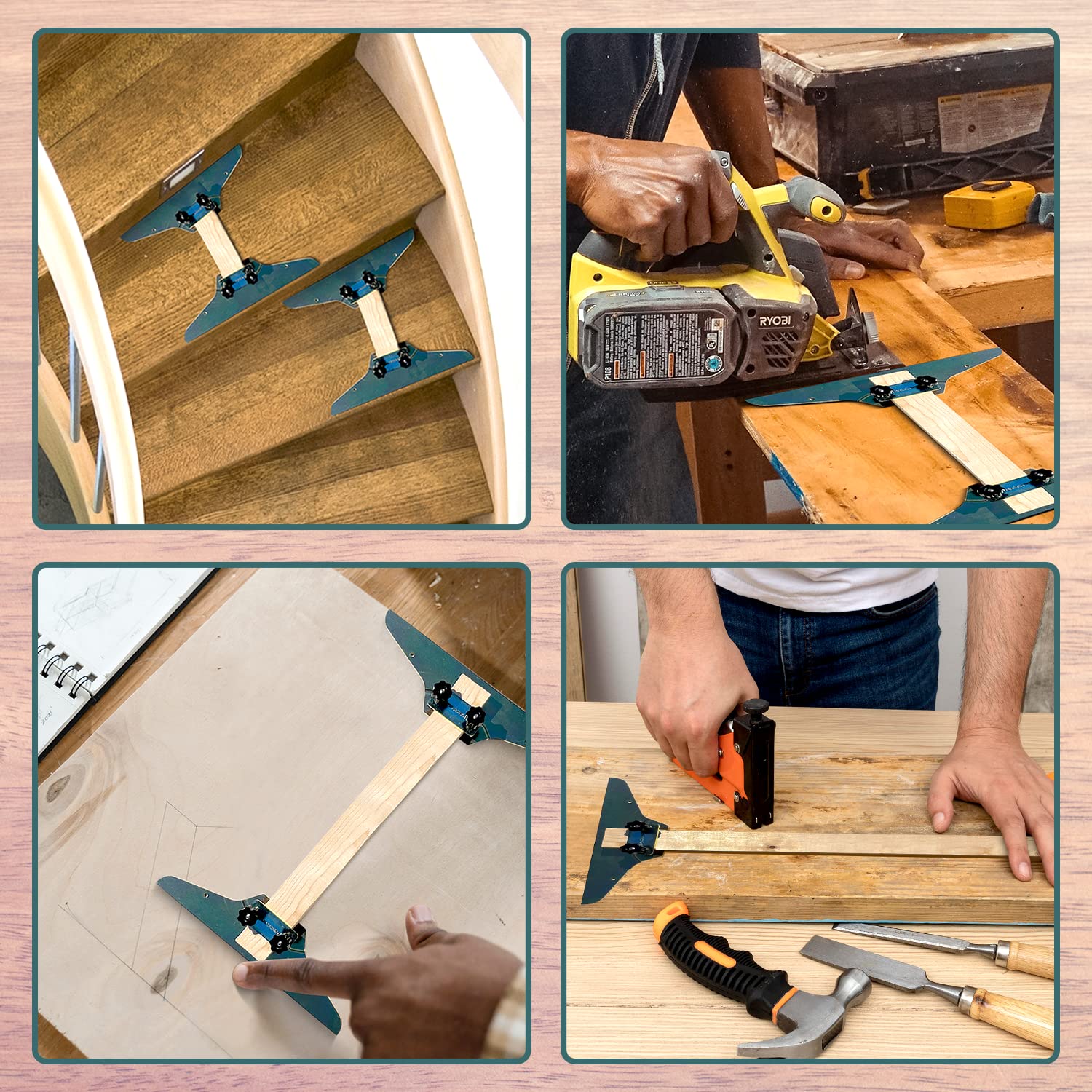 Stair Tread Template Tool - Multi-Angle Measuring Ruler & Level Layout Guide Gauge for DIY Stair Projects - Perfect for Home Renovation, Staircase Installation and Woodworking Projects