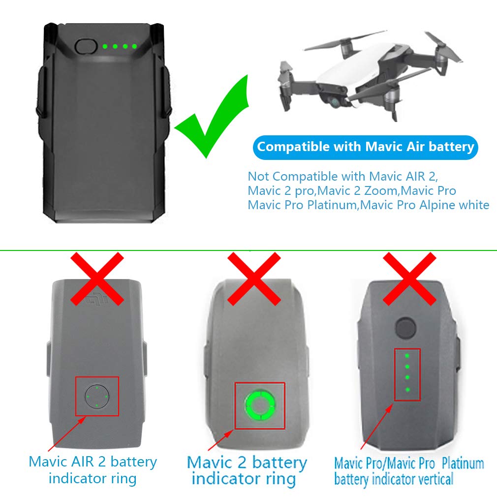 DJI Mavic Air Battery Wall Charger & Car Charger - 5-in-1 Rapid Charging Hub with Charging/Discharging/Storage Function for Drone & Remote Controller - Perfect for Travel, Outdoor Adventures & Professional Aerial Photography