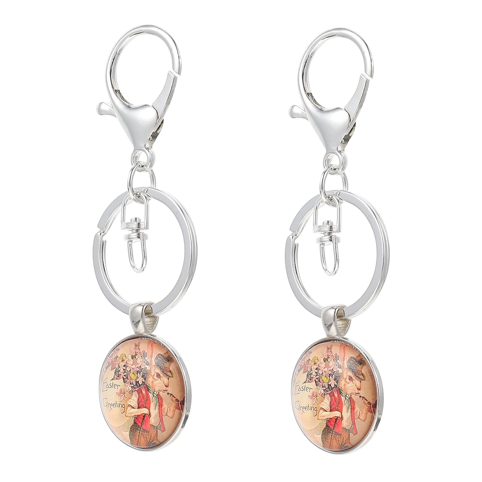 Unomor 2Pcs Bunny Keychain - Cute Rabbit Key Ring Decor, Unique Hanging Ornament for Keys, Bags & Gifts - Perfect for Easter, Home Decor & Party Favors