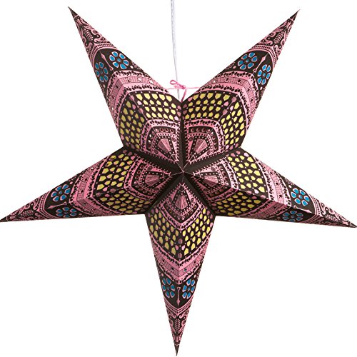 Honeycomb Pink Paper Star Lantern with 12 Foot Power Cord Included