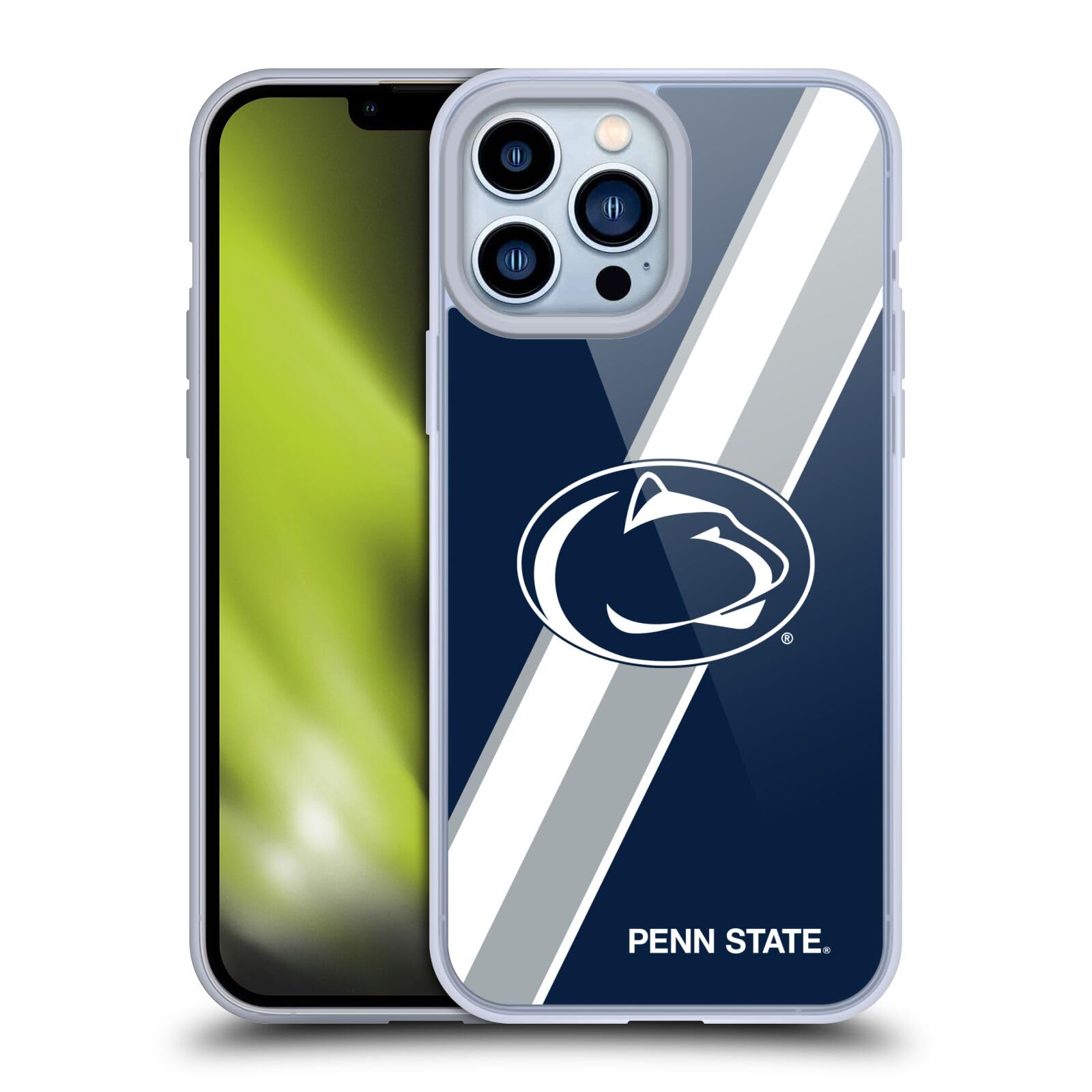 Officially Licensed Pennsylvania State University PSU Stripes Soft Gel Case for Apple iPhone 13 Pro Max - Durable Protective Cover for School, Work & Everyday Use