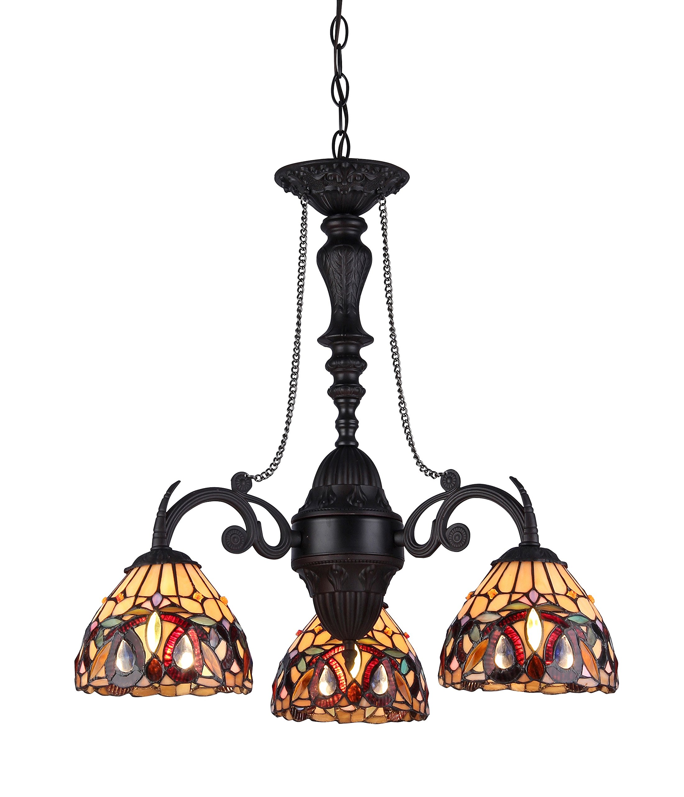 Tiffany-Style 3-Light Victorian Mini Chandelier - 20.5