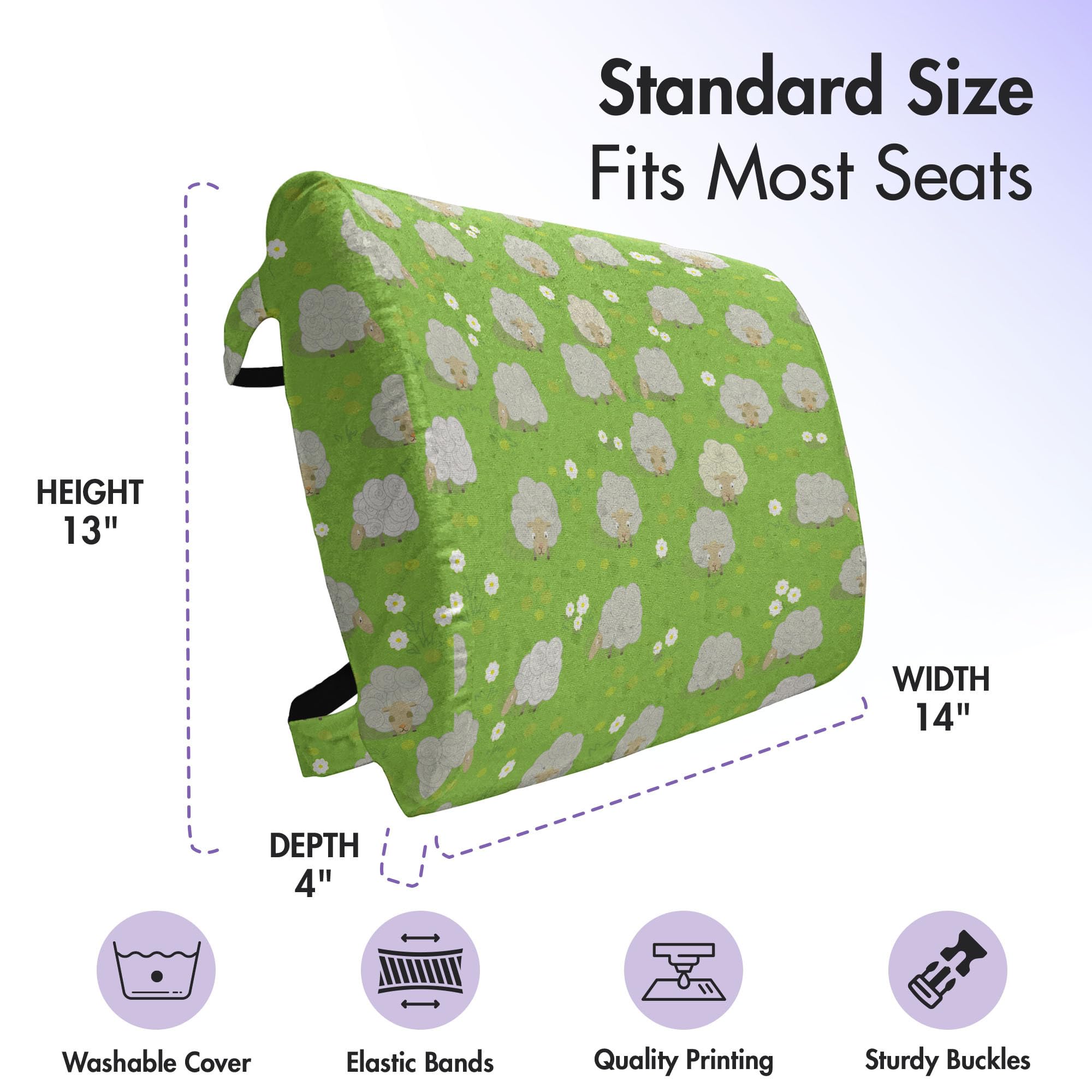 Ambesonne Goat Lumbar Support Pillow - High Density Foam Back Cushion for Office Chair & Car Seat (14