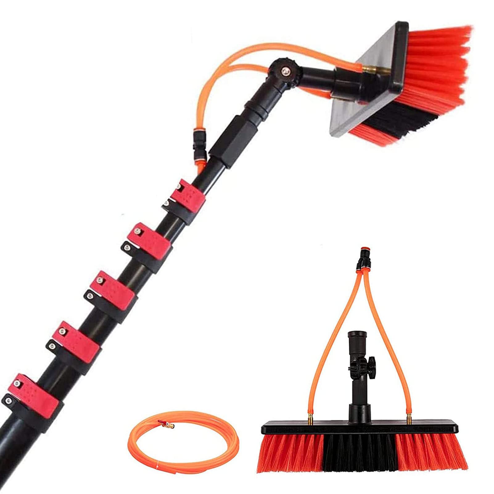 ZOYOTO 3.6-10.8m (36FT/10.8M) Telescopic Water Fed Window Cleaning Pole with Brush & Squeegee - Professional Solar Panel & Photovoltaic Cleaner for Home, Office and High-Rise Building Maintenance