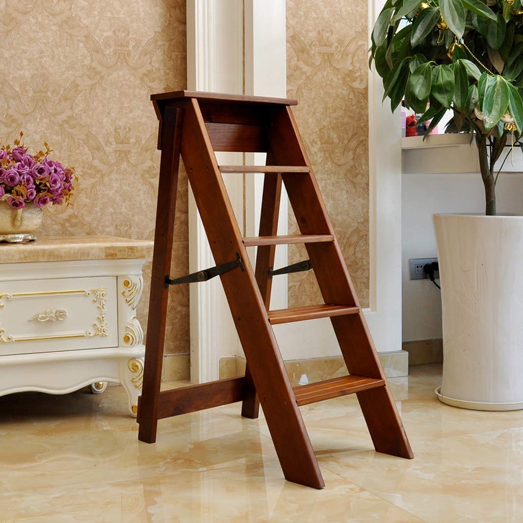 ZOUTYI Foldable Wooden Step Stool - Multifunctional Ladder Chair for Dining, Home Decor, Flower Stand - 38.6x15 Inches (Perfect for Kitchen, Bathroom & Indoor Use)