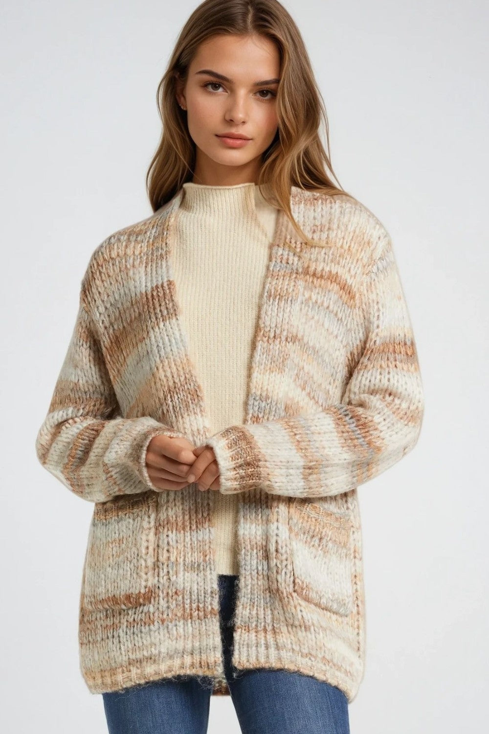 Long Oversized Striped Cardigan with Pockets - Soft Chunky Knit Open Front Duster Sweater for Women | Perfect for Fall, Winter & Layering Outfits