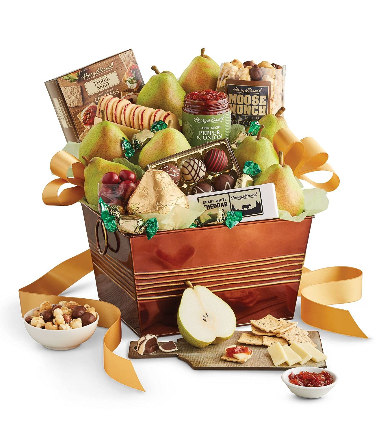Harry & David Premium Gourmet Gift Basket - Deluxe Assortment with Pears, Popcorn & Relish | Perfect for Corporate Gifts, Holiday Snacks & Special Occasions