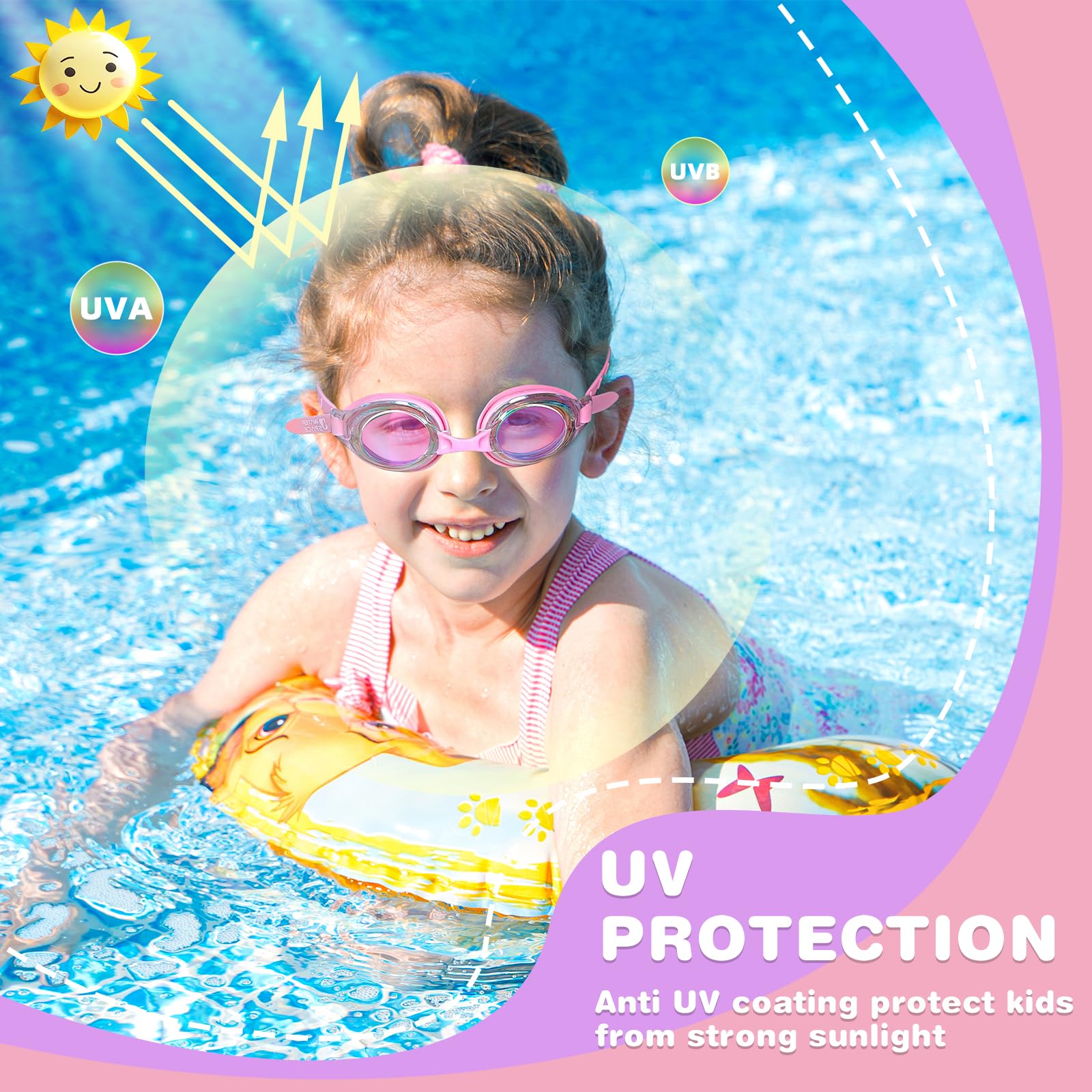 Kids Swim Goggles 2 Pack - Anti-Fog, UV Protection, Leak-Proof for Boys & Girls Ages 3-15 - Perfect for Swimming Lessons, Pool Parties & Beach Vacations