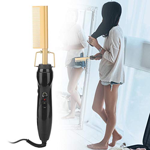 Digital Hair Straightener Brush with LCD Display - Electric Heat Styling Tool for Straightening Hair & Beard | Perfect for Home Use, Travel & Salon Styling (US Plug)