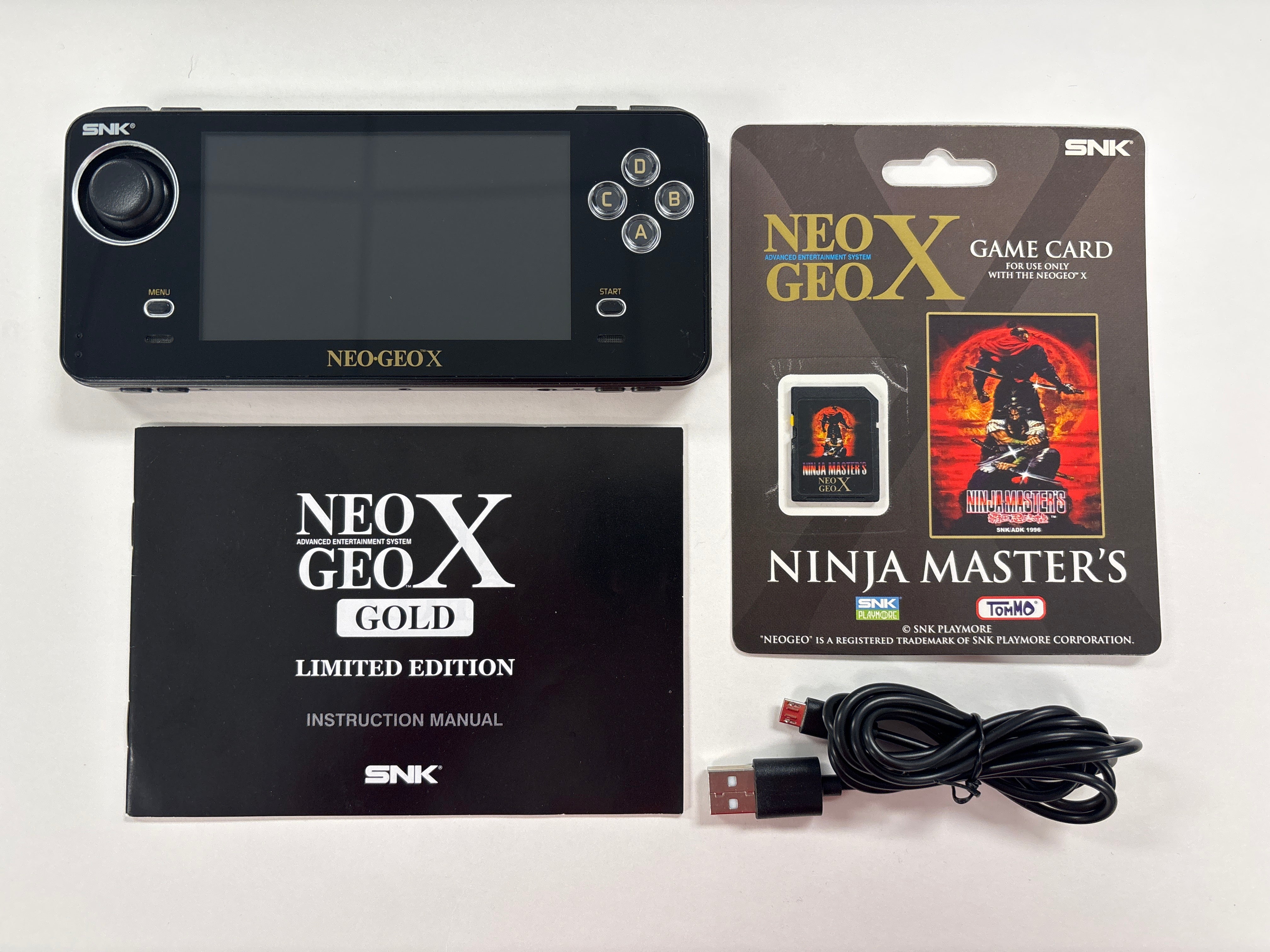 SNK Neo Geo X Gold Advanced Handheld Gaming Console with Ninja Master's - Like New Condition | Portable Retro Gaming for Travel & Home Entertainment