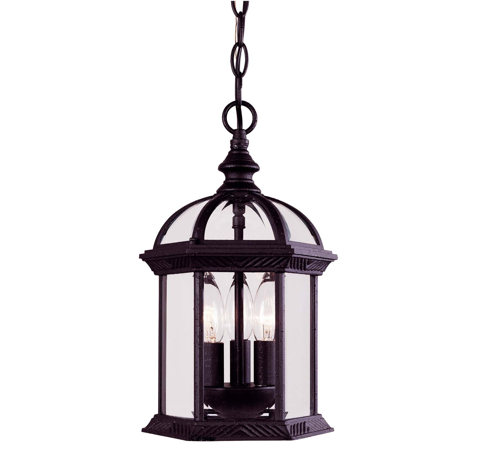Savoy House 5-0635-BK Black Textured Outdoor Hanging Pendant Light with Clear Beveled Glass Shades - Perfect for Patio, Porch, Deck & Garden Lighting