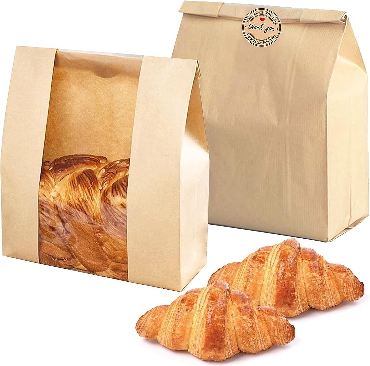 Large Paper Bread Bags with Window - 25pcs Bakery Storage Bags for Homemade Sourdough, Loaves & Cookies | Perfect for Fresh Bread Packaging, Bakery Display & Food Gifting
