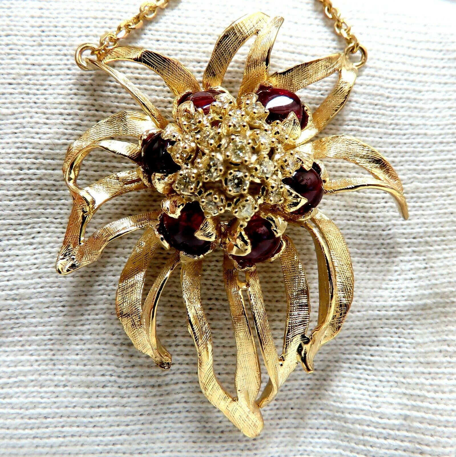 4.02 Carat Natural Red Spinel & Yellow Diamond 3D Orchid Pendant Necklace in 14K Gold - Elegant Jewelry for Weddings, Parties & Special Occasions