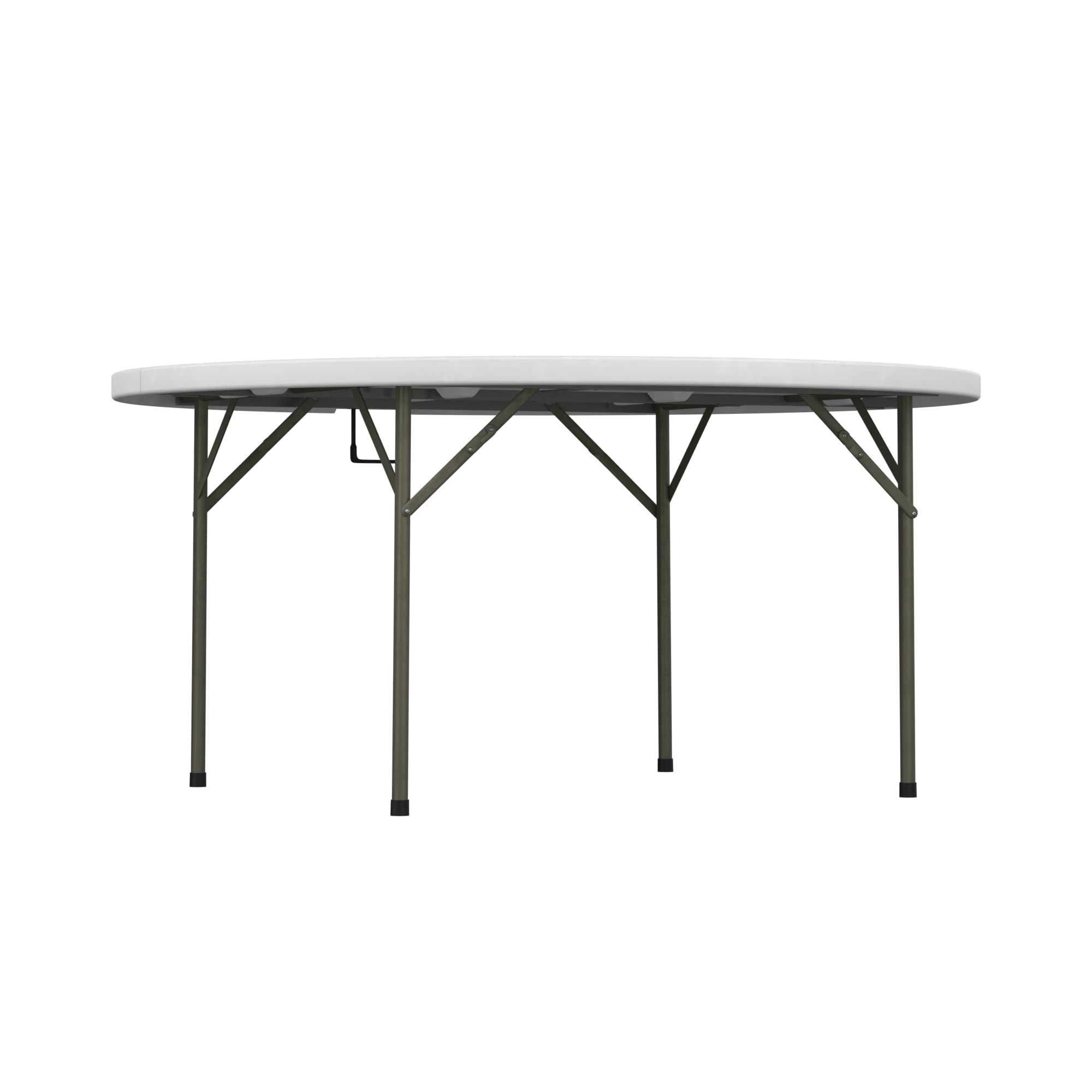 Round White Plastic Folding Table - 60 Inch Lightweight Portable Table for Indoor/Outdoor Use - Perfect for Parties, Picnics, Camping & Events