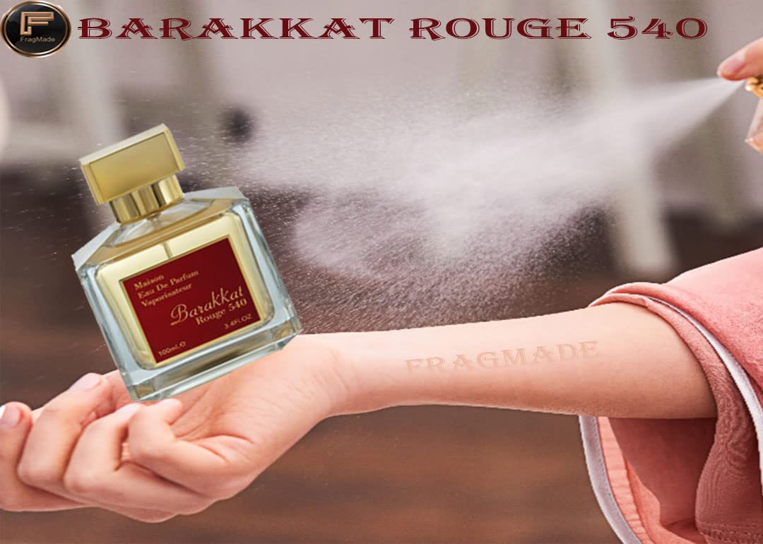 FragMade - B A R A K K A T Rouge 540 EDP (100 ml) Unisex Perfume | Turkish Rose & Bulgarian Rose Scent | Oud & Violet Blend | Long-Lasting Luxury Fragrance for Men & Women | Perfect for Date Night, Special Occasions & Gift Giving