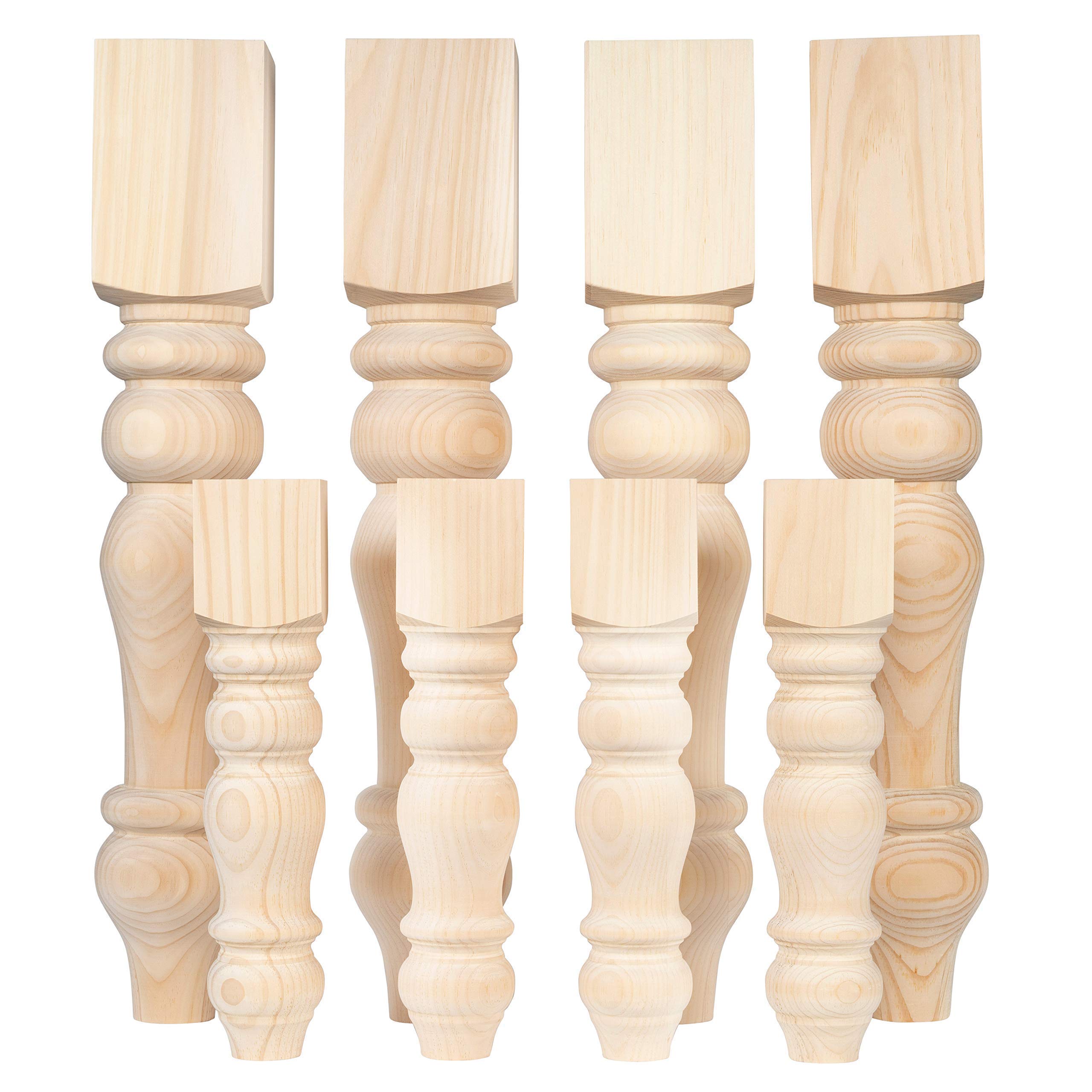CAROLINA LEG CO. Unfinished American Pine Dining Table & Bench Legs Set of 4 - Handcrafted in North Carolina - Perfect for Farmhouse, Rustic & DIY Furniture Projects