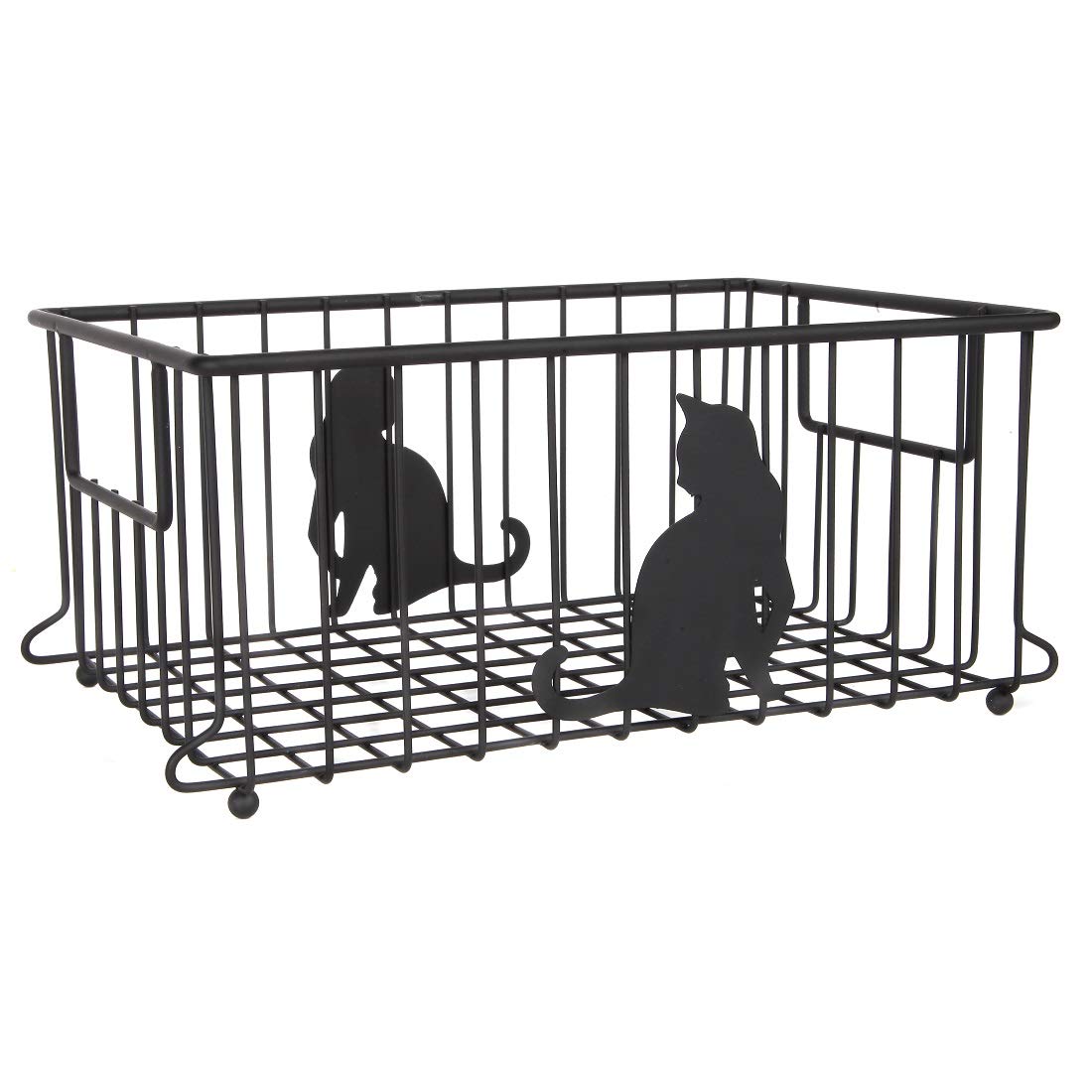 Lily's Home Large Cat-Themed Wire Basket - Cute Kitchen & Desk Organizer for Cat Lovers - Perfect for Pantry, Cabinet, Bathroom & Office Storage - Ideal for Organizing Utensils, Office Supplies & Bathroom Essentials