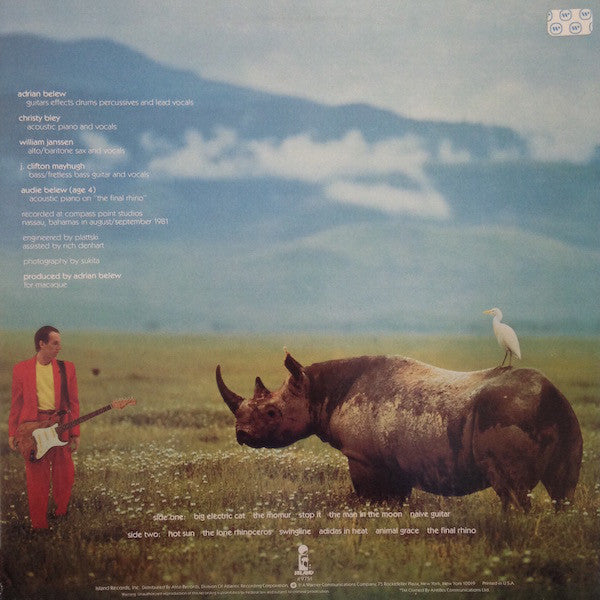 Adrian Belew Lone Rhino Vinyl LP Album - VG+ Condition | Rare Collectible Record for Music Enthusiasts & Vinyl Collectors | Perfect for Home Listening & Gifts