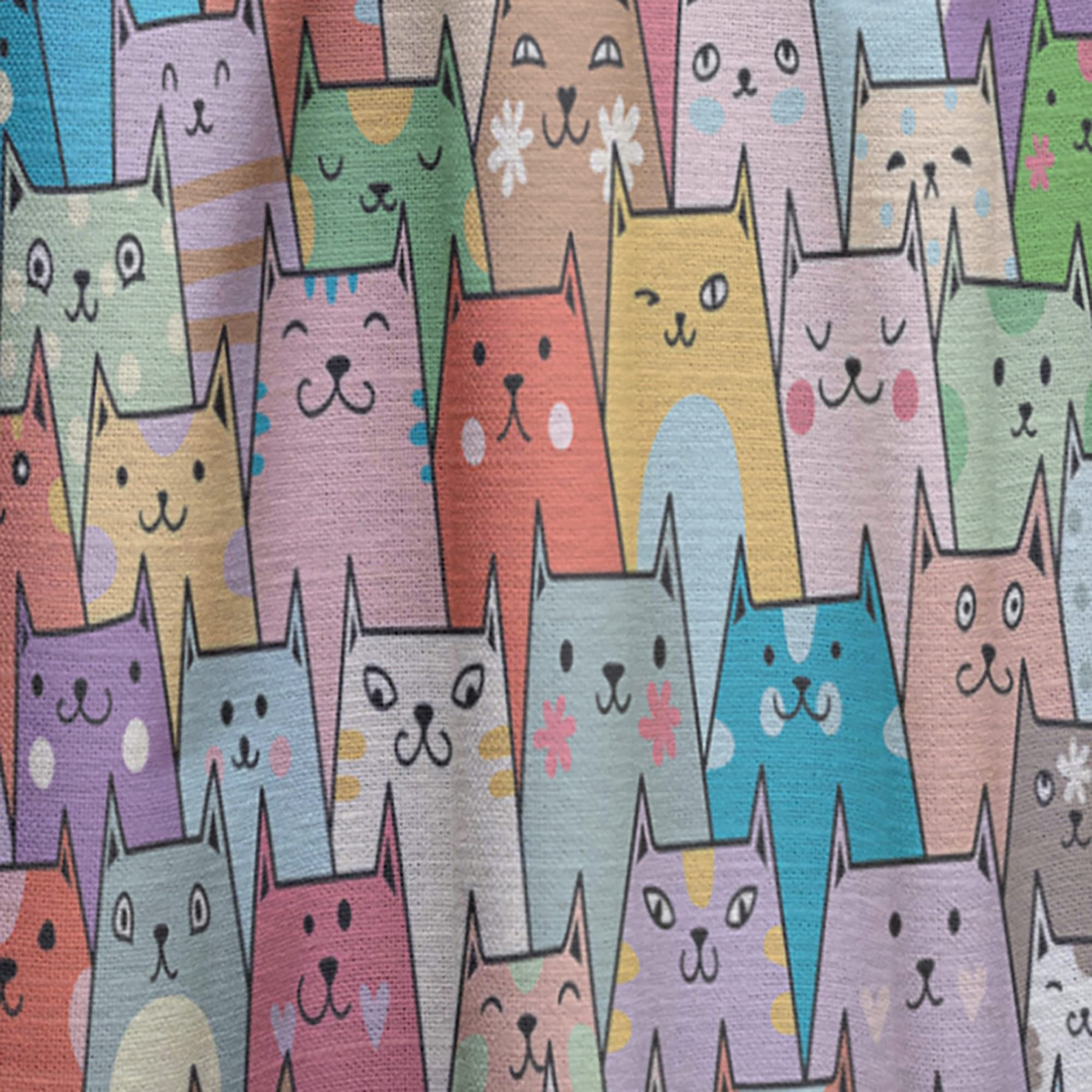 DesignQ Thermal Insulated Blackout Curtains - Funny Cat Heads Pattern Single Panel (52x108 inches) for Bedroom & Living Room - Perfect for Home Decor, Privacy & Light Control