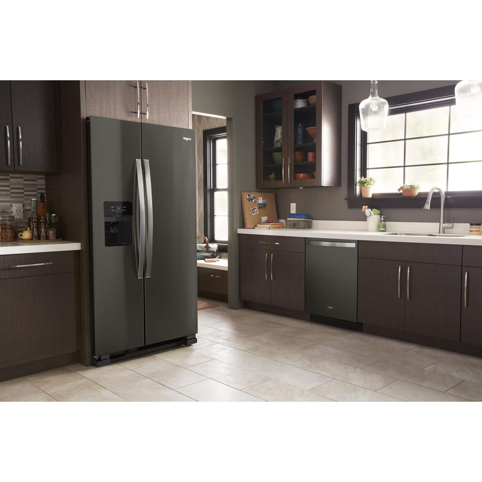 Whirlpool WRS325SDHV 24.5 Cu. Ft. Side by Side Refrigerator - Black Stainless Steel, Energy Star Certified, Spacious Interior for Family Use | Perfect for Kitchens, Offices, and Entertaining Spaces